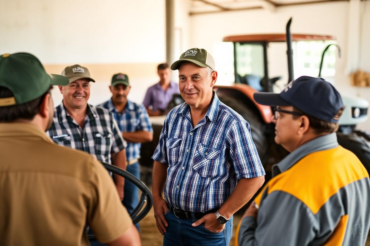 Turma de trabalhadores rurais durante treinamento técnico